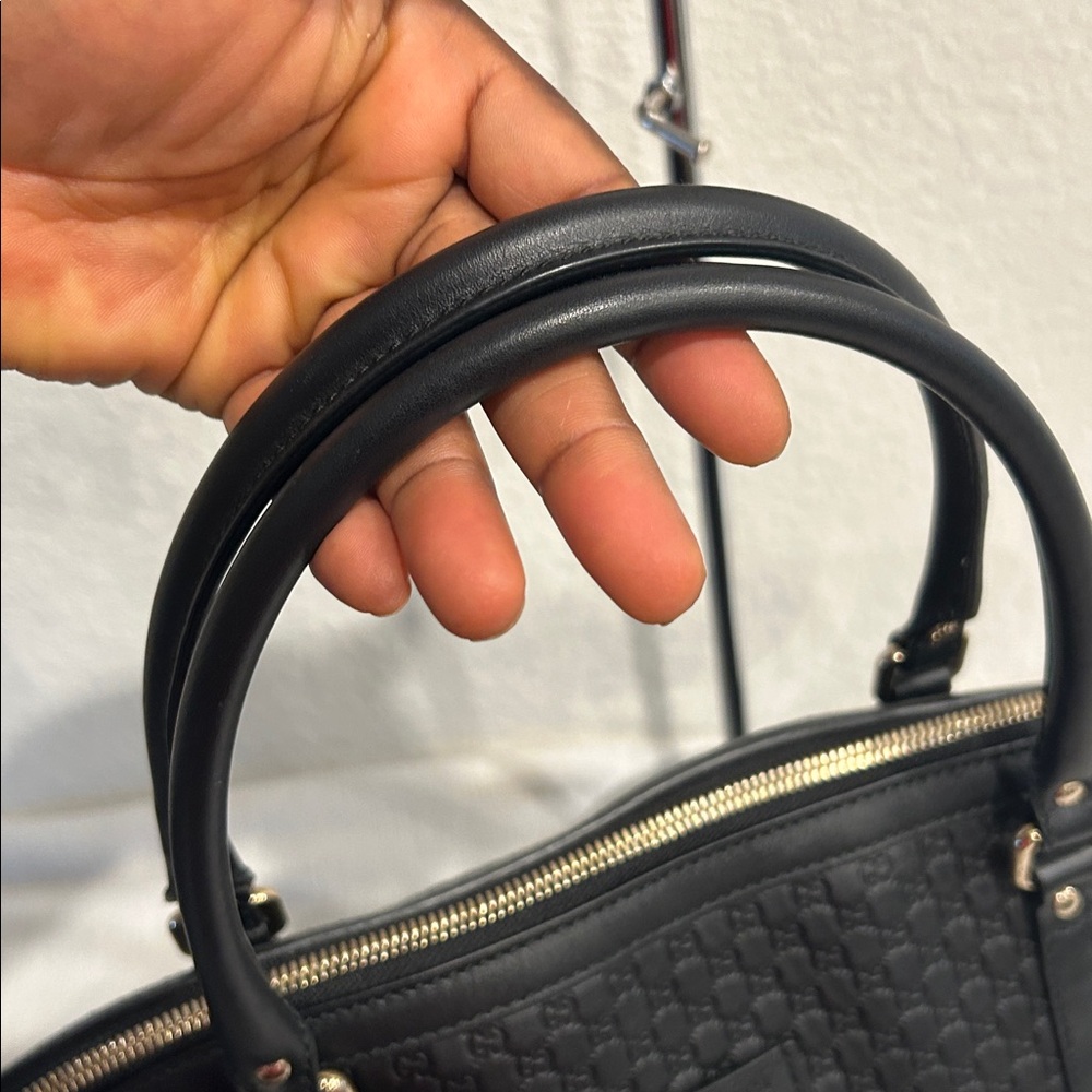 Gucci Microguccissima 2way Shoulder Tote Bag Black Leather Handbag +COA - Picture 13 of 17